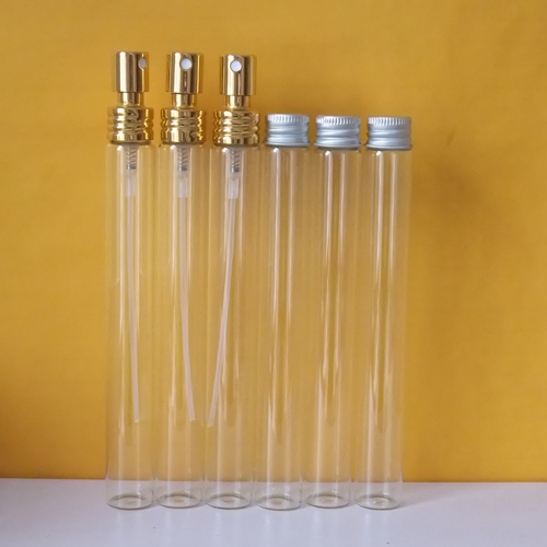 glass tube with aluminum screw cap and pump